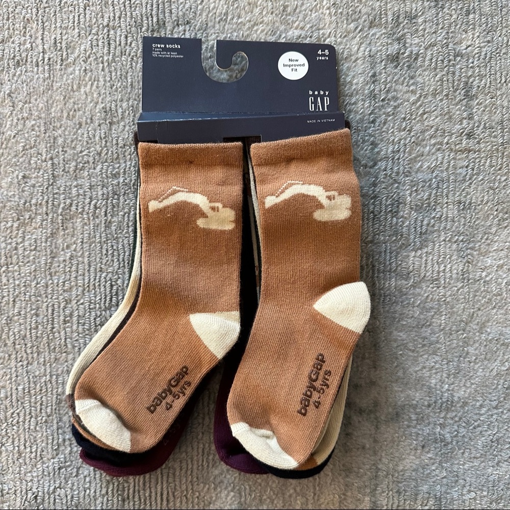 GAP toddler boy crew socks NWT construction theme